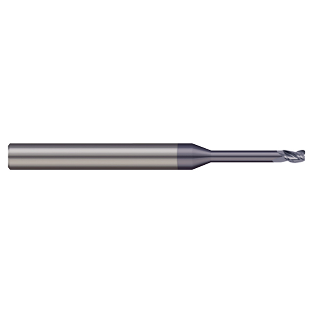 Micro 100 MEF-078-650-3-005K | 5/64" Diameter x 1/8" Shank x 0.117" LOC x 0.650" Reach x 2" OAL x 0.005" Corner Radius nACRo Coated Carbide End Mill