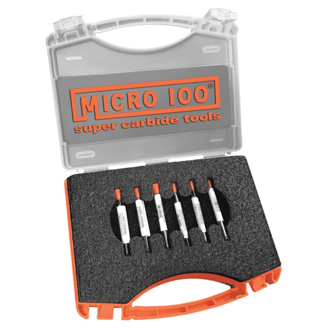 Micro 100 BB-4 | 6 Pc. 5/16" Shank Right Hand Uncoated Brazed Carbide Boring Bar Set