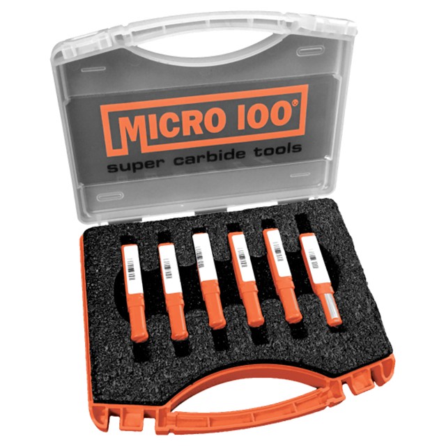 Micro 100 RR-1 | 6 Pc. 1/4" Shank Uncoated Carbide Grooving Tool Set