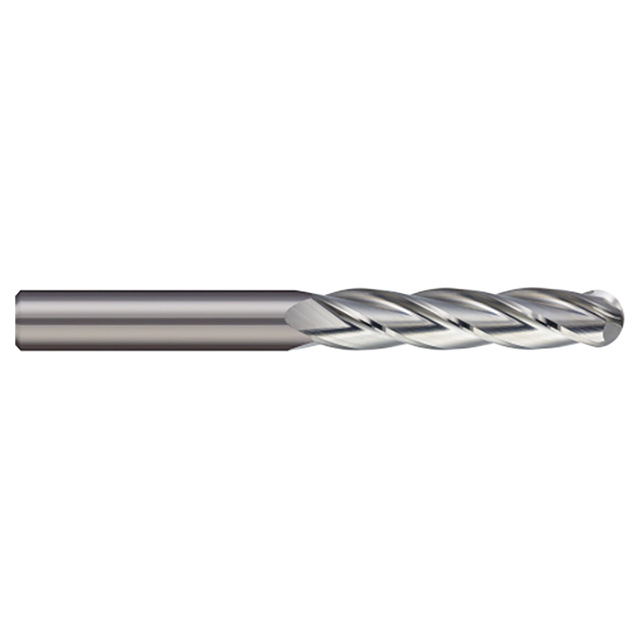 Micro 100 BELM-100-4 | 10mm Diameter x 10mm Shank x 38mm LOC x 100mm OAL 4 Flute Uncoated Carbide Ball End Mill