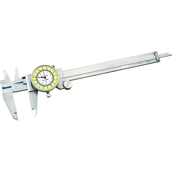 Starrett 1202F-6 | 6" Range 0.0100" Graduation Stainless Steel White Face Dial Caliper