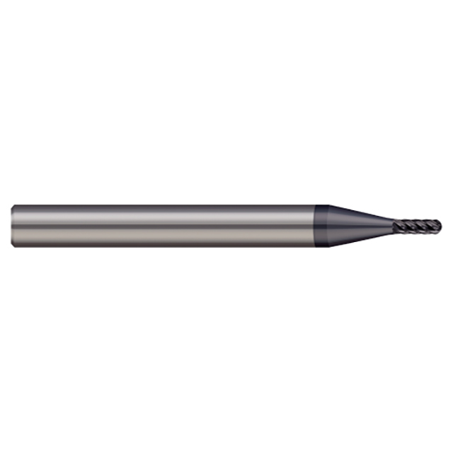 Harvey Tool 843431-C6 | 1/32" Diameter x 1/4" Shank x 3/32" LOC x 2-1/2" OAL 6 Flute AlTiN Nano Coated Carbide Ball End Mill For Hardened Steels