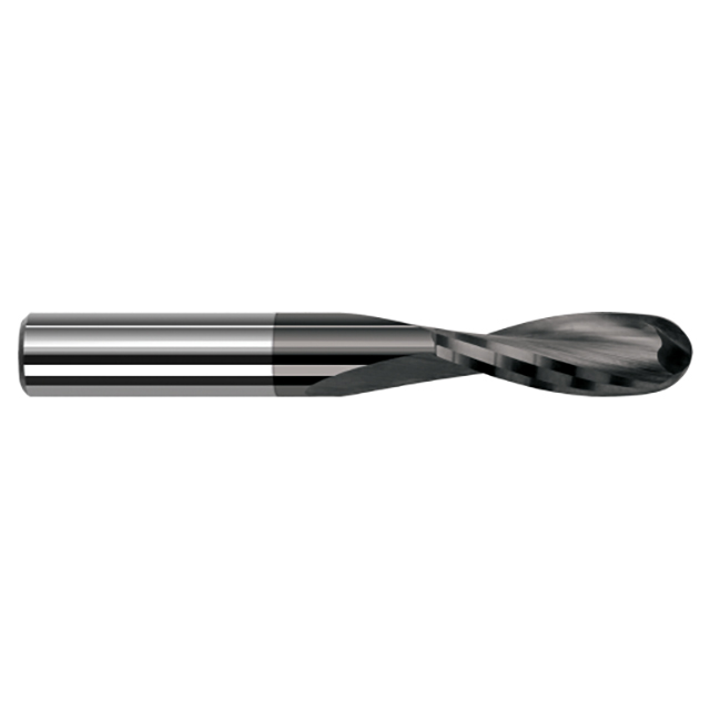 Harvey Tool 71408-C4 | 1/8" Diameter x 1/8" Shank x 5/8" LOC x 2" OAL 2 Flute Amorphous Diamond Coated Carbide Ball End Mill For Plastics