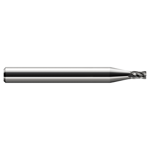 Harvey Tool 830378 | 5/64" Diameter x 1/8" Shank x 0.117" LOC x 1-1/2" OAL x 0.010" Radius 2 Flute Uncoated Carbide Corner Radius End Mill