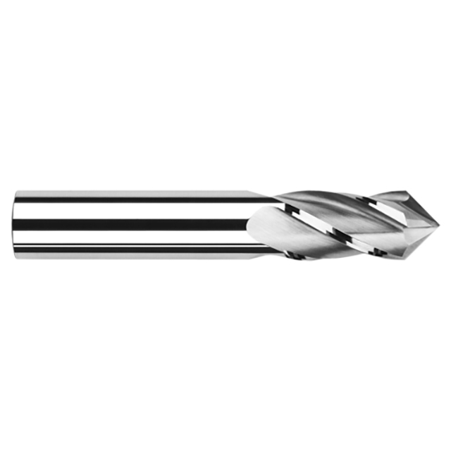 Harvey Tool 824216 | 1/4" Diameter x 1/4" Shank x 3/4" LOC x 3" OAL 90 Degree Angle 4 Flute Uncoated Carbide Drill Mill