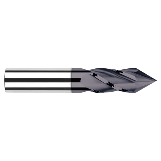 Harvey Tool 824624-C3 | 3/8" Diameter x 3/8" Shank x 7/8" LOC x 2-1/2" OAL 70 Degree Angle 4 Flute AlTiN Coated Carbide Drill Mill