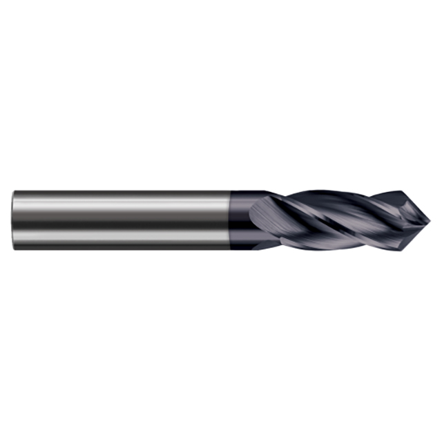 Harvey Tool 881110-C6 | 5/32" Diameter x 3/16" Shank x 9/16" LOC x 2" OAL 90 Degree Angle 4 Flute AlTiN Nano Coated Carbide Drill Mill