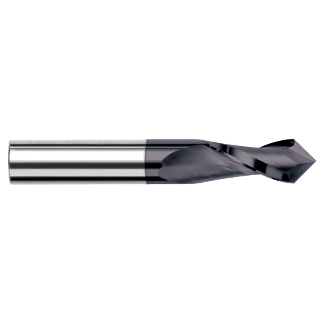 Harvey Tool 12909-C3 | 9/64" Diameter x 3/16" Shank x 9/16" LOC x 2" OAL 120 Degree Angle 2 Flute AlTiN Coated Carbide Drill Mill