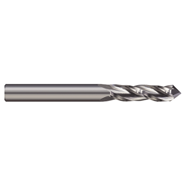 Harvey Tool 823808 | 1/8" Diameter x 1/8" Shank x 1/2" LOC x 1-1/2" OAL 90 Degree Angle 3 Flute Uncoated Carbide Drill Mill
