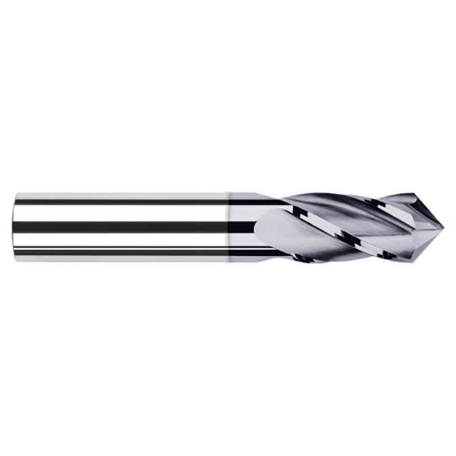 Harvey Tool 988102-C3 | 1/32" Diameter x 1/8" Shank x 3/32" LOC x 1-1/2" OAL 120 Degree Angle 4 Flute AlTiN Coated Carbide Drill Mill