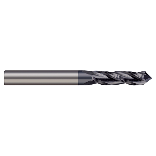 Harvey Tool 823808-C3 | 1/8" Diameter x 1/8" Shank x 1/2" LOC x 1-1/2" OAL 90 Degree Angle 3 Flute AlTiN Coated Carbide Drill Mill