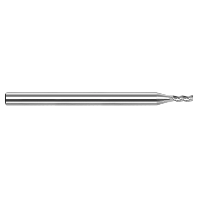 Harvey Tool 968710 | 0.0100" Diameter x 1/8" Shank x 1/64" LOC x 1-1/2" OAL 3 Flute Uncoated Coated Square End Mill For Aluminum Alloys