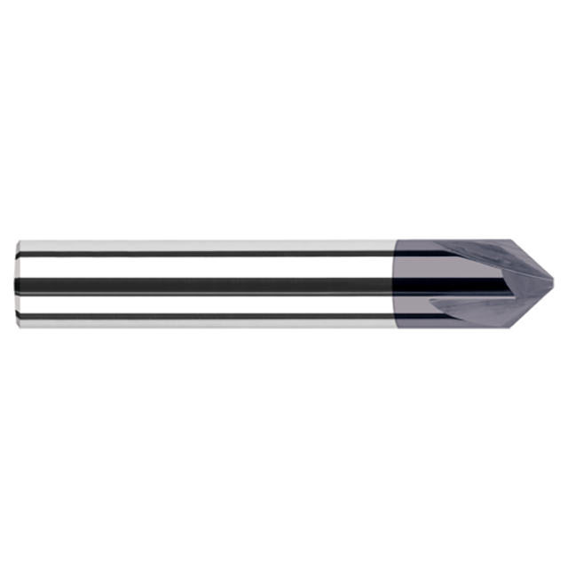 Harvey Tool 827845-C3 | 45 Degree Angle per Side x 3/8" Shank x 0.1580" LOC x 2-1/2" OAL AlTiN Coated Carbide Deburring Chamfer Mill