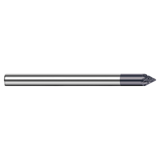 Harvey Tool 58160-C3 | 60 Degree Angle per Side x 1/8" Shank x 0.0330" LOC x 2-1/2" OAL AlTiN Coated Carbide Deburring Chamfer Mill