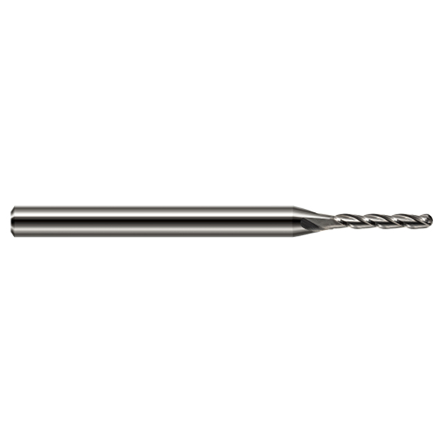Harvey Tool 837016 | 1/4" Diameter x 1/4" Shank x 1" LOC x 4" OAL 4 Flute Uncoated Carbide Miniature Ball Deburring End Mill