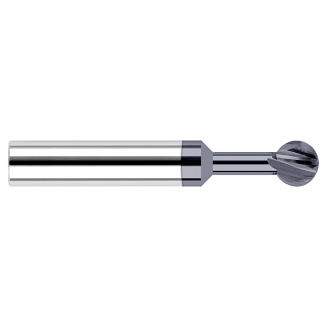 Harvey Tool 843208-C3 | 300 Degree Wrap Angle x 1/8" Diameter x 0.1160" LOC x 1/8" Shank x 1-1/2" OAL 4 Flute AlTiN Coated Carbide Undercutting End Mill - Spherical Ball