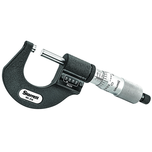 Starrett T216XRL-1 W/SLC | 0"-1" Outside Micrometer 0.0001" Graduation Ratchet Thimble