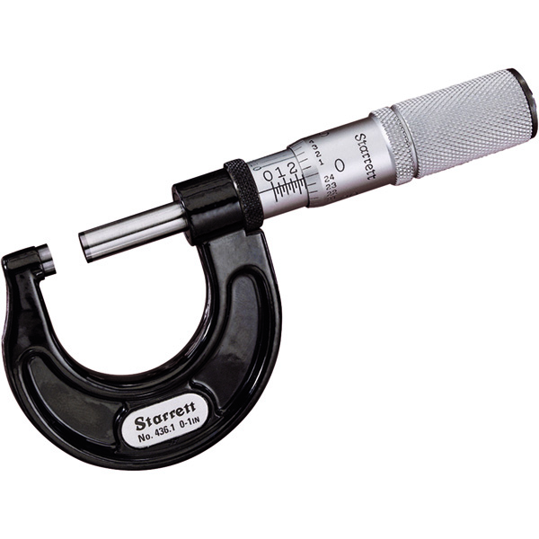 Starrett T436.1XFL-1 W/SLC | 0"-1" Outside Micrometer 0.0001" Graduation Friction Thimble