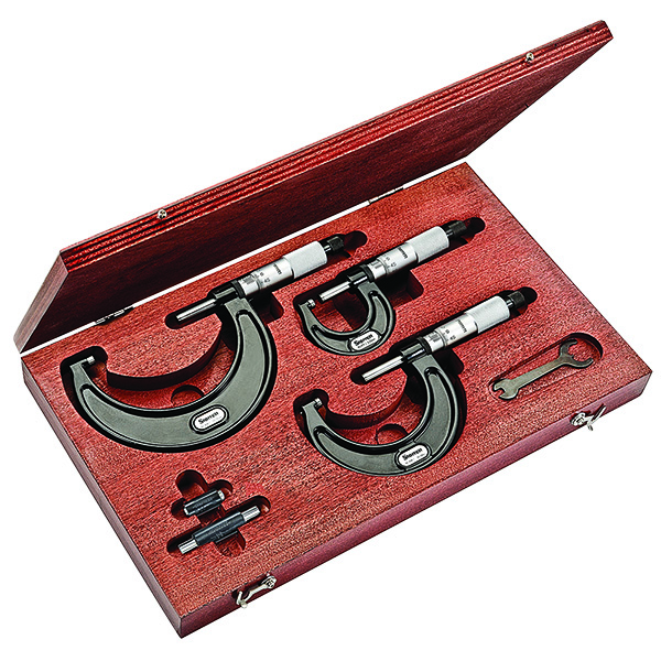 Starrett SV436.1MAXRLZ | 0mm-75mm Range 3 Pc. Carbide Micrometer Set 0.001mm Graduation