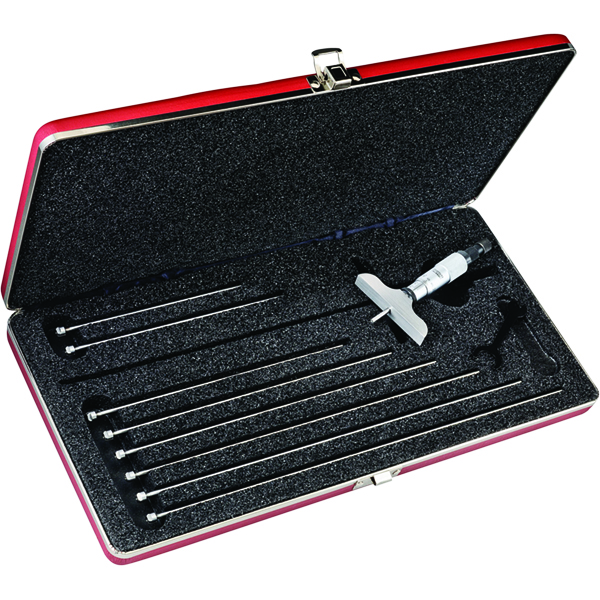 Starrett 52124 | 225.00mm Range Depth Micrometer 0.01mm Graduation 2-1/2" Base Length Ratchet Thimble