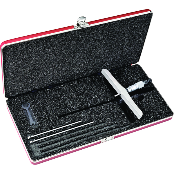 Starrett 52245 | 75.00mm Range Depth Micrometer 0.01mm Graduation 6" Base Length Ratchet Thimble