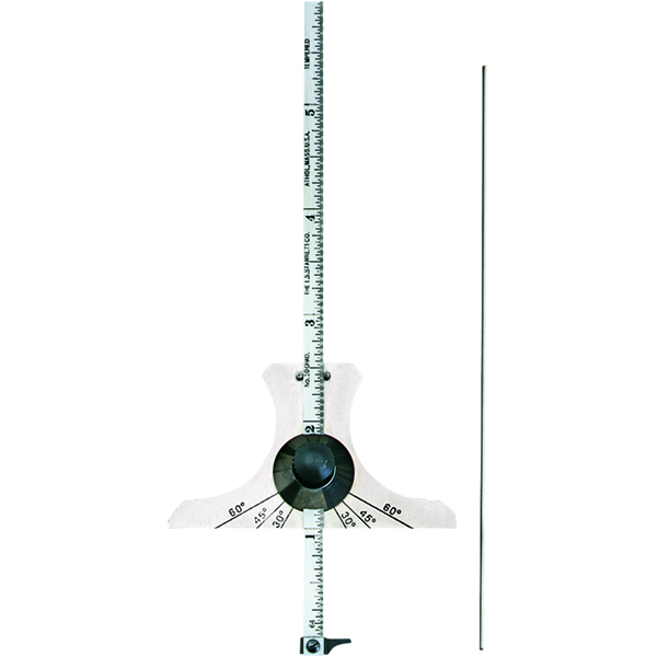 Starrett 51076 | 6" Hardened Steel Combination Steel Rule Depth/Angle Gage 1/32", 1/64" Graduations
