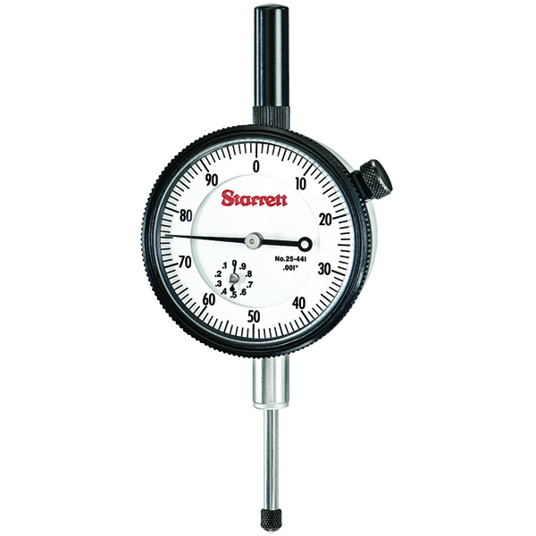 Starrett 25-441P WCSC | 1" Dial Indicator 0.0010" Graduation White Dial