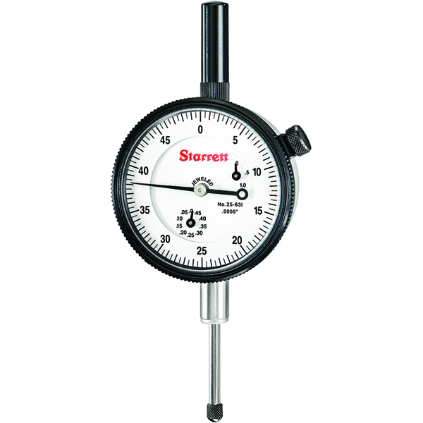 Starrett 25-631J WCSC | 1" Dial Indicator 0.0005" Graduation White Dial