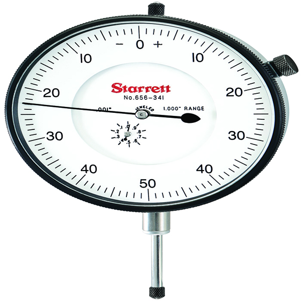 Starrett 656-341J | 1" Dial Indicator 0.0010" Graduation White Dial