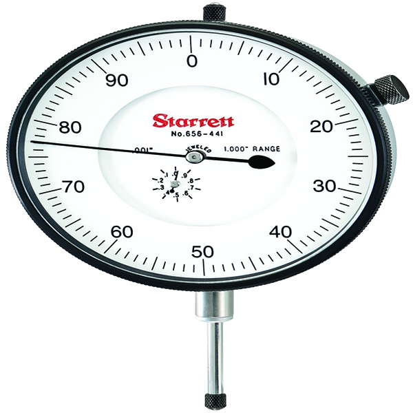 Starrett 656-441J | 1" Dial Indicator 0.0010" Graduation White Dial