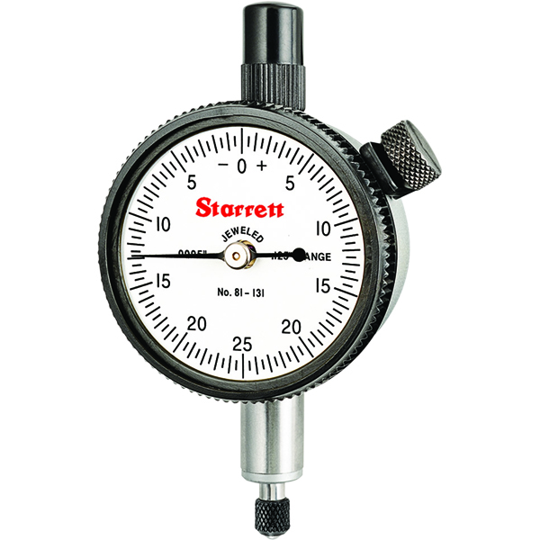 Starrett 81-131J | 1/8" Miniature Dial Indicator 0.0005" Graduation White Dial