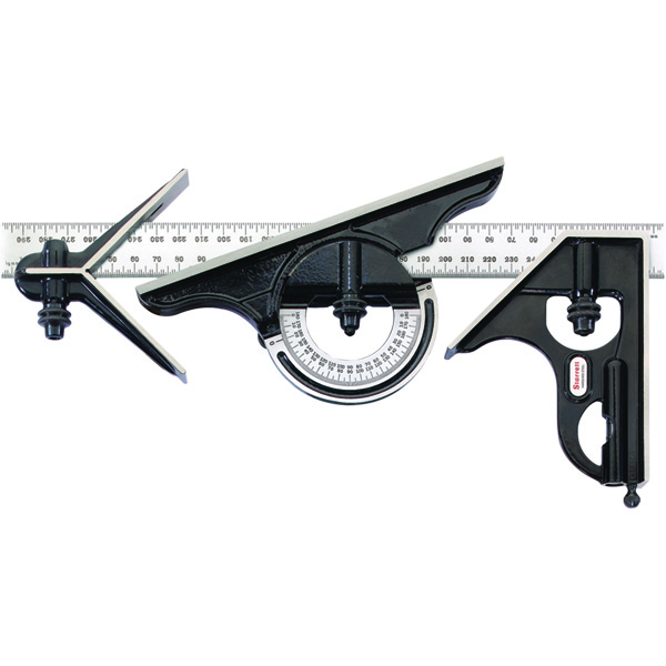 Starrett 434M-300 | 4 Pc. 300mm Hardened Steel Blade Combination Square 35 Graduation with Square, Center, Protractor Head