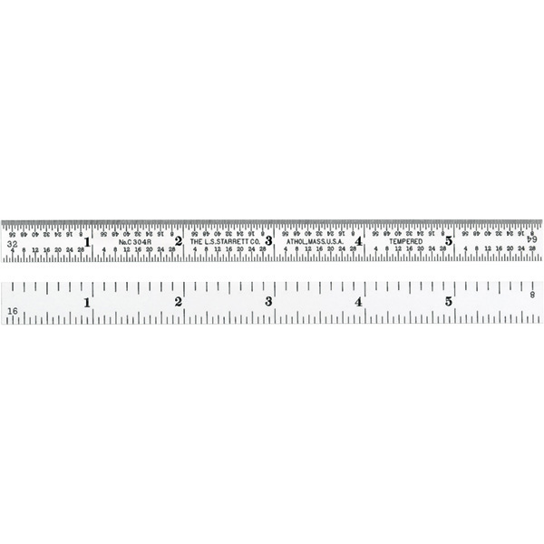 Starrett C304R-6 | 6" Full-Flexible Steel Full-Flexible Rule 1/8", 1/16", 1/32", 1/64" Graduation