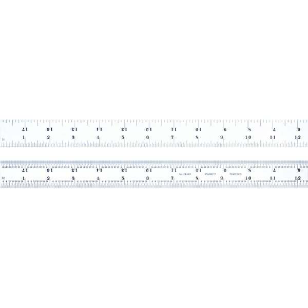 Starrett C604R-18 | 18" Spring-Tempered Steel Rule 1/8", 1/16", 1/32", 1/64" Graduation