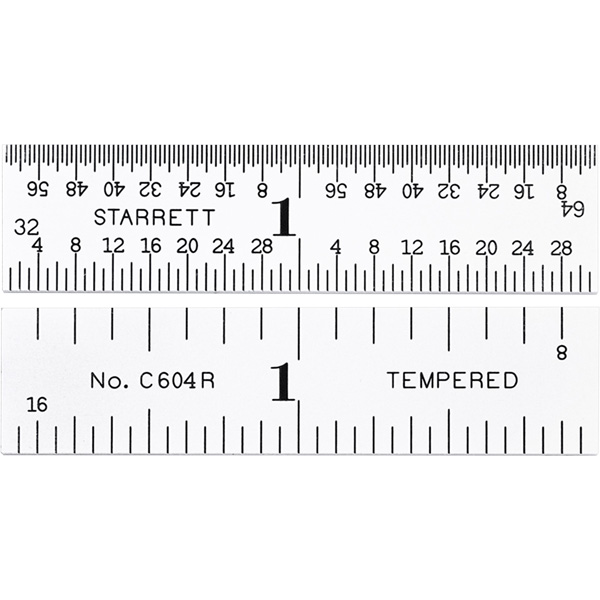 Starrett C604R-2 | 2" Spring-Tempered Steel Rule 1/8", 1/16", 1/32", 1/64" Graduation