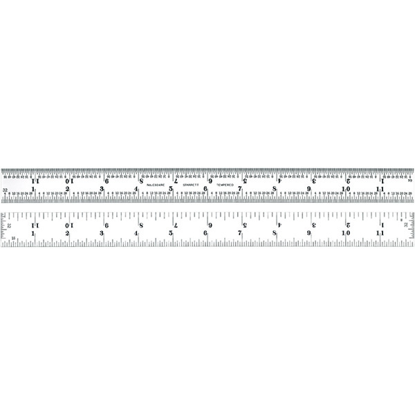 Starrett 52661 | 12" Spring-Tempered Steel Rule 1/8", 1/16", 1/32", 1/64" Graduation