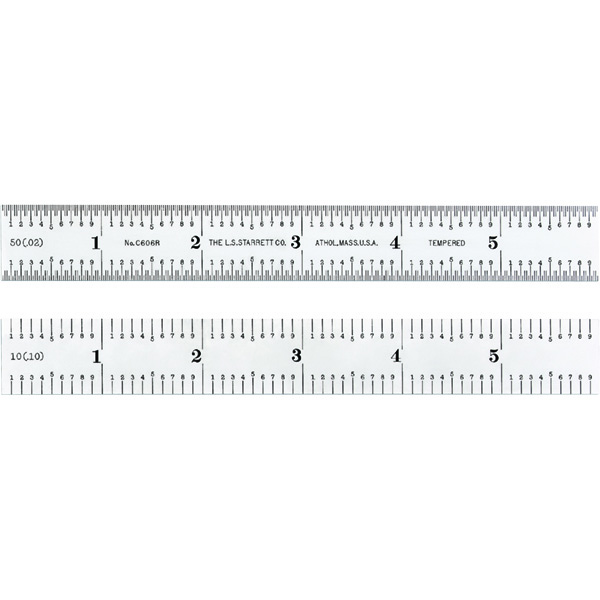 Starrett 52653 | 12" Spring-Tempered Steel Rule 1/50", 1/10" Graduation