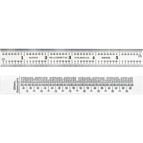 Starrett C622R-6 | 6" Spring-Tempered Steel Rule 1/32", 1/64" Graduation