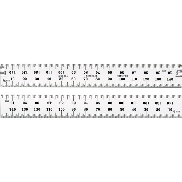 Starrett C635E-150 | 150mm Spring-Tempered Steel Full-Flexible Rule 1mm, 0.5mm Graduation