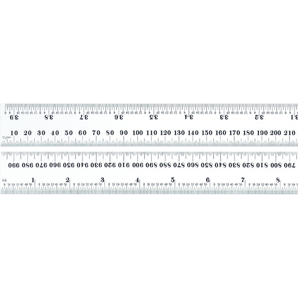 Starrett C636-1000 | 39-1/4" Spring-Tempered Steel Rule 1/32", 1/64"; 1/64", 3/64" Graduation
