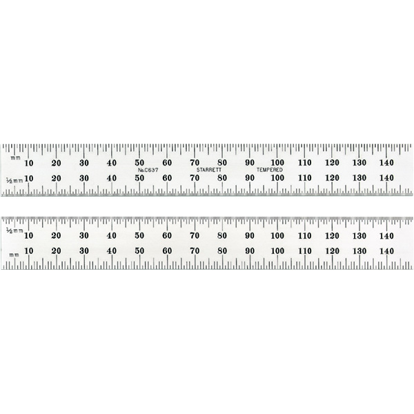 Starrett C637-150 | 150mm Spring-Tempered Steel Full-Flexible Rule 1mm, 0.5mm Graduation