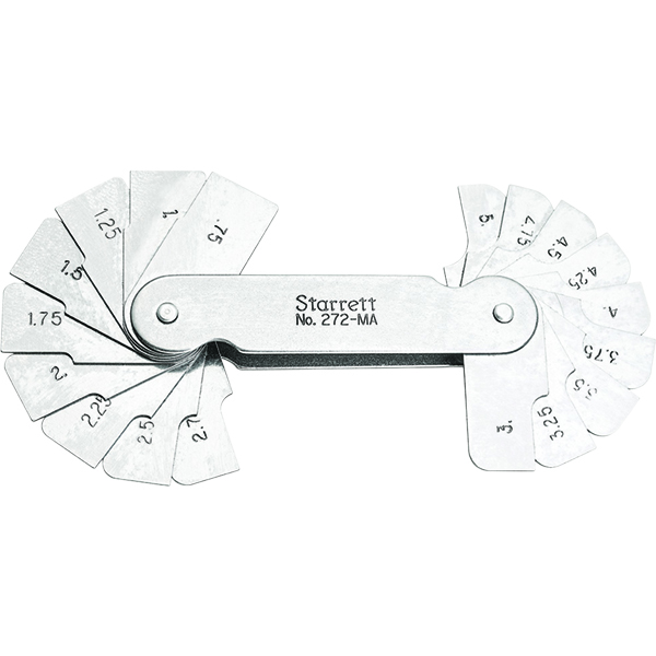 Starrett 272MA | 0.75mm - 5mm Coated Stainless Steel Radius Gage