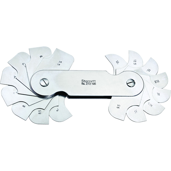 Starrett 272MB | 5.5mm - 13mm Coated Stainless Steel Radius Gage