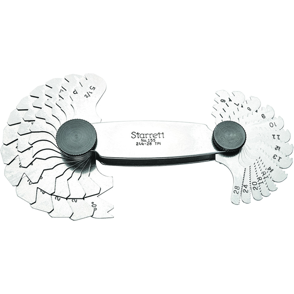 Starrett 155 | 2-1/4 - 28 TPI Range Screw Pitch Gage 27 Leaves