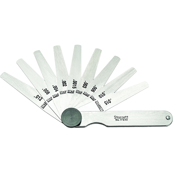 Starrett 172ATS | 0.0015"-0.0150" Stainless Steel Thickness Gage 9 Leaves Tapered
