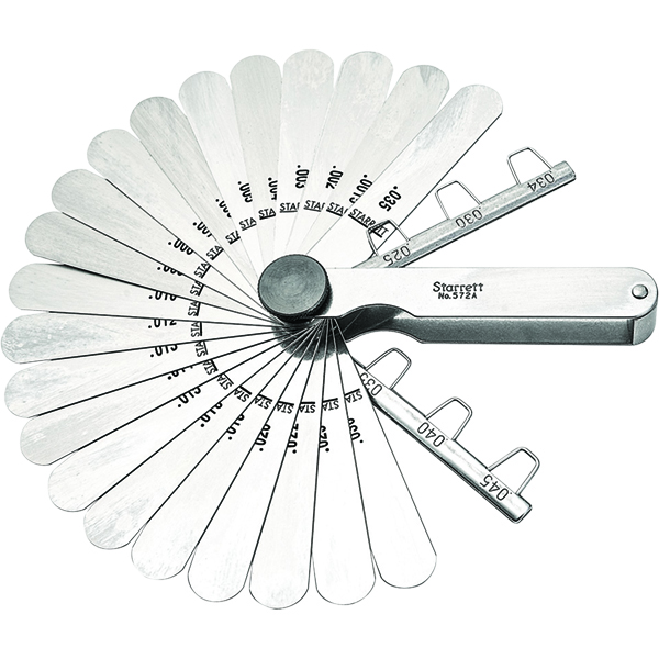 Starrett 572A | 0.0015"-0.0350" Tempered Steel Thickness Gage 22 Leaves Straight