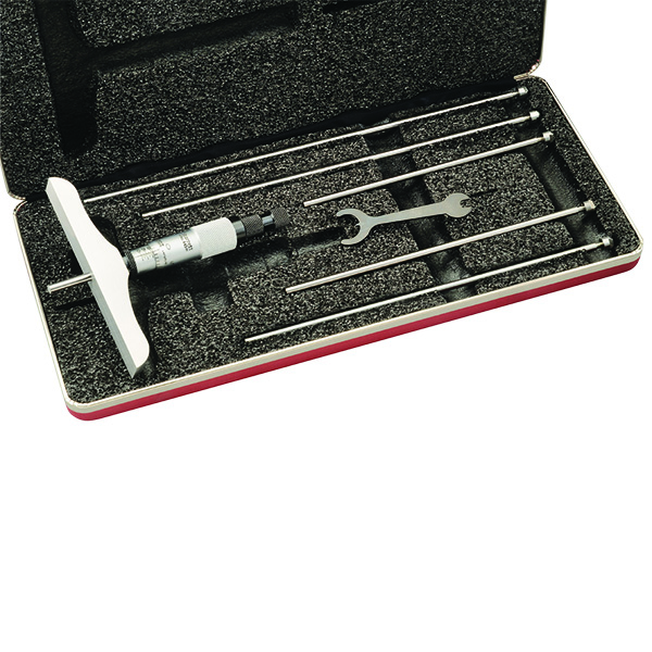 Starrett 445BZ-6RL | 0"-6" Range Depth Micrometer 0.0010" Graduation 4" Base Length Ratchet Thimble