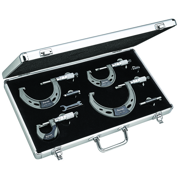 Starrett ST444.1BXRLZ | 0"-4" Range 4 Pc. Carbide Micrometer Set 0.0001" Graduation