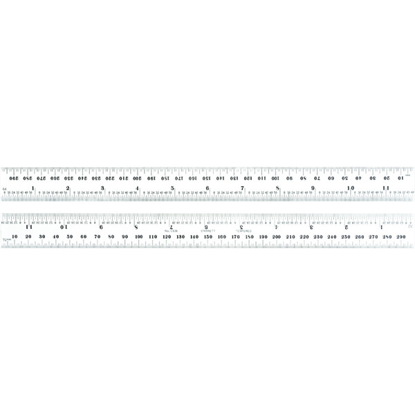 Starrett C636-300 | 11-3/4" Spring-Tempered Steel Rule 1/32", 1/64"; 1/64", 3/64" Graduation