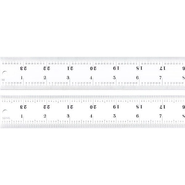 Starrett C416R-24 | 24" Heavy Spring-Tempered Steel Rule 1/32", 1/64", 1/50", 1/100" Graduation